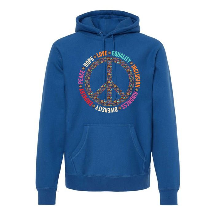 Retro Equality Kindness Diversity Peace Love Hope Inclusion Gift Premium Hoodie