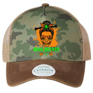 Real Estate Life Halloween Scary Realtor Messy Bun Skull Legacy Tie Dye Trucker Hat