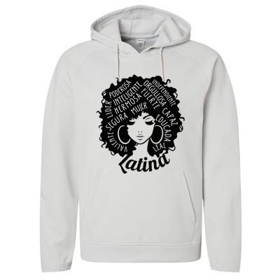 Reina Empowered Latina Poder Latina Pride Hispanic Heritage Performance Fleece Hoodie