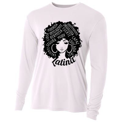 Reina Empowered Latina Poder Latina Pride Hispanic Heritage Cooling Performance Long Sleeve Crew