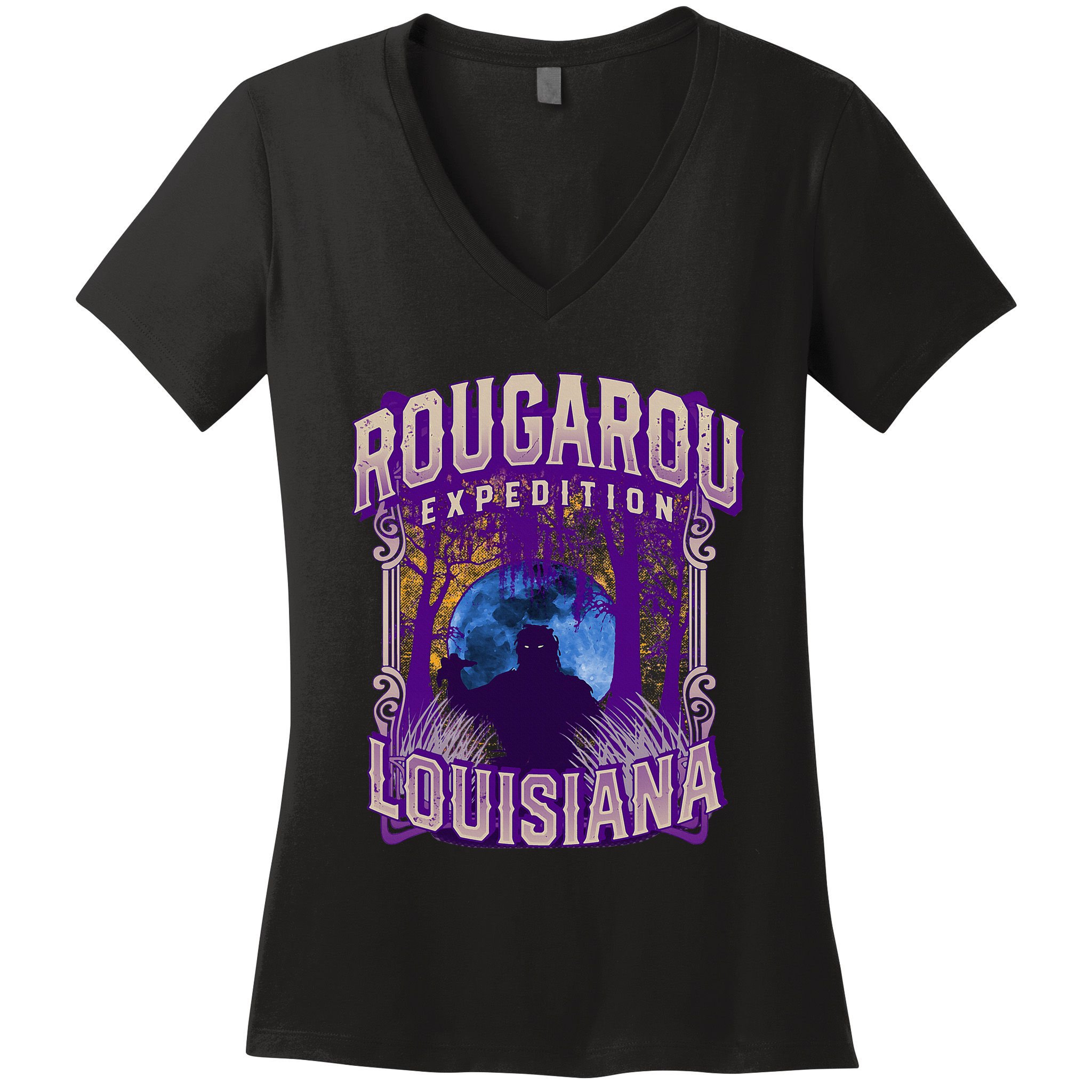 Rougarou Expedition Louisiana Swamp Monster Werewolf Legend Women's V-Neck T-Shirt