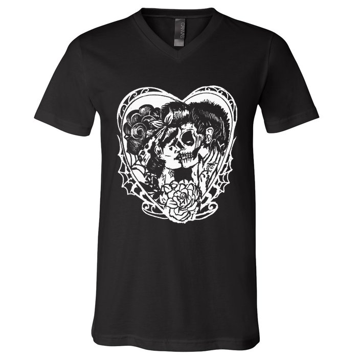 Rockabilly Eternal Love Psychobilly Greaser Style V-Neck T-Shirt