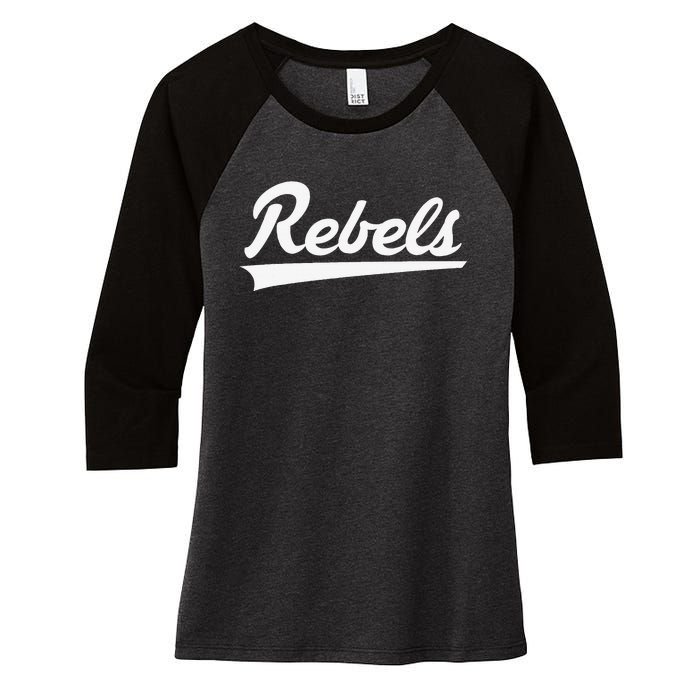 Robert E Lee Rebels Vintage Swoosh Women's Tri-Blend 3/4-Sleeve Raglan Shirt