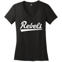 Robert E Lee Rebels Vintage Swoosh Women's V-Neck T-Shirt