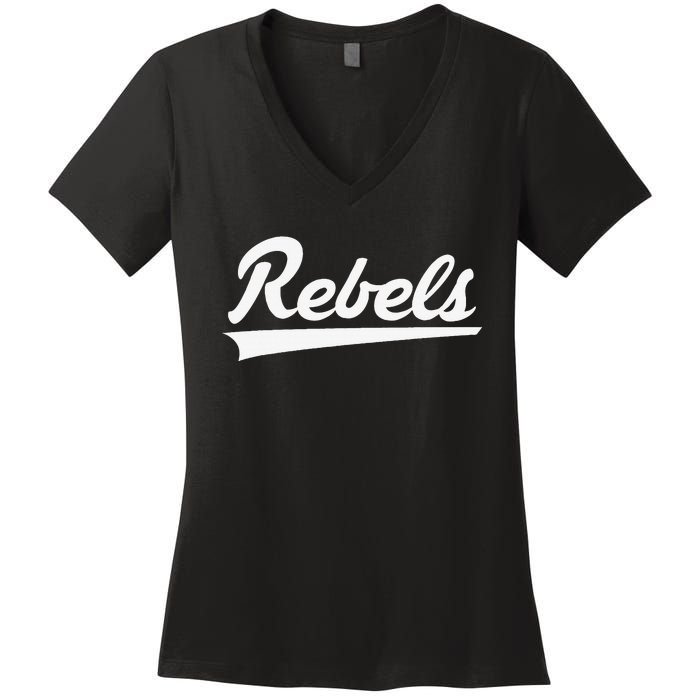 Robert E Lee Rebels Vintage Swoosh Women's V-Neck T-Shirt