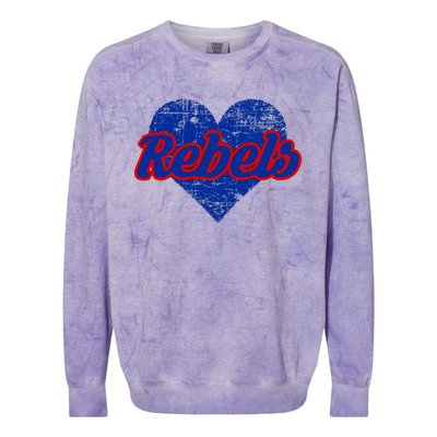 Robert E Lee Rebels Over Heart Colorblast Crewneck Sweatshirt