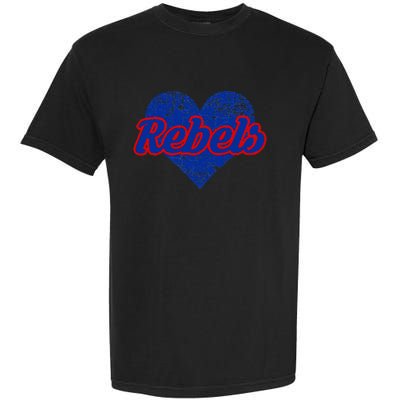 Robert E Lee Rebels Over Heart Garment-Dyed Heavyweight T-Shirt