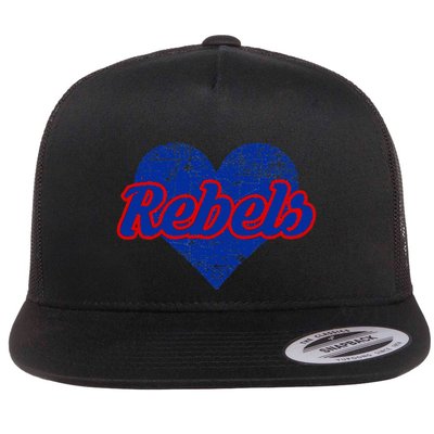 Robert E Lee Rebels Over Heart Flat Bill Trucker Hat