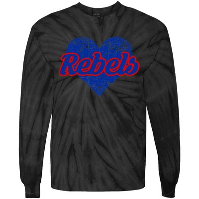 Robert E Lee Rebels Over Heart Tie-Dye Long Sleeve Shirt