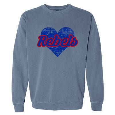 Robert E Lee Rebels Over Heart Garment-Dyed Sweatshirt