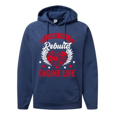 Rebuild Engine Life Cute Gift Survivor Open Heart Surgery Meaningful Gift Performance Fleece Hoodie