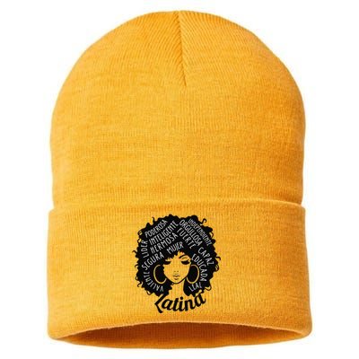 Reina Empowered Latina Poder Latina Pride Hispanic Heritage Sustainable Knit Beanie