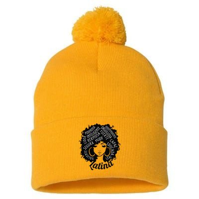 Reina Empowered Latina Poder Latina Pride Hispanic Heritage Pom Pom 12in Knit Beanie