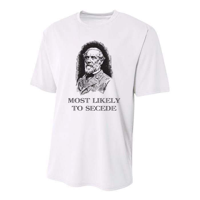 Robert E Lee Most Likely To Secede Funny Civil War Youth Performance Sprint T-Shirt