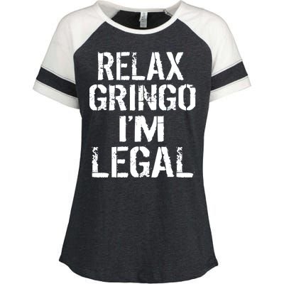 Relax Gringo I'm Legal Funny Immigration Enza Ladies Jersey Colorblock Tee