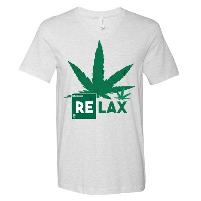 Relax Hemp Leaf Medical Marijuana V-Neck T-Shirt