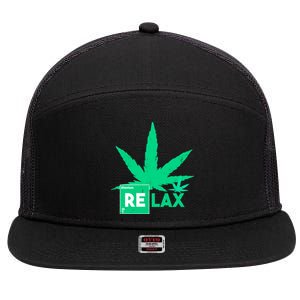 Relax Hemp Leaf Medical Marijuana 7 Panel Mesh Trucker Snapback Hat