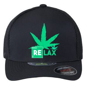 Relax Hemp Leaf Medical Marijuana Flexfit Unipanel Trucker Cap