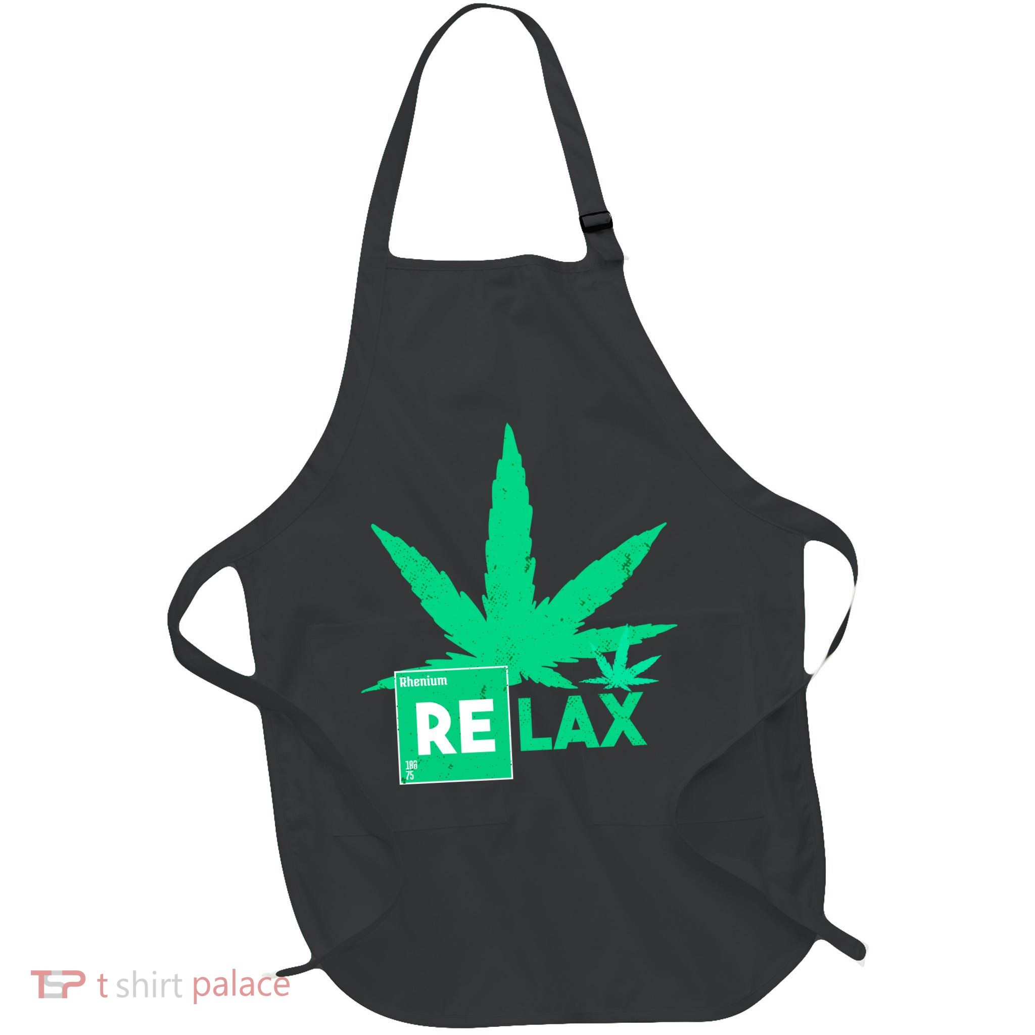 Relax Hemp Leaf Medical Marijuana Full-Length Apron With Pockets