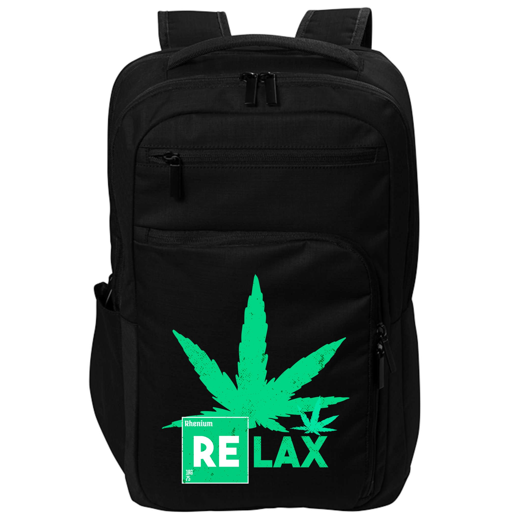 Relax Hemp Leaf Medical Marijuana Impact Tech Backpack