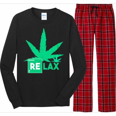 Relax Hemp Leaf Medical Marijuana Long Sleeve Pajama Set