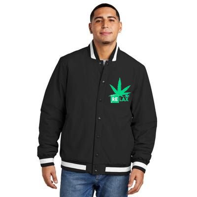 Relax Hemp Leaf Medical Marijuana Insulated Varsity Jacket