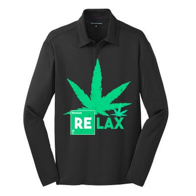 Relax Hemp Leaf Medical Marijuana Silk Touch Performance Long Sleeve Polo