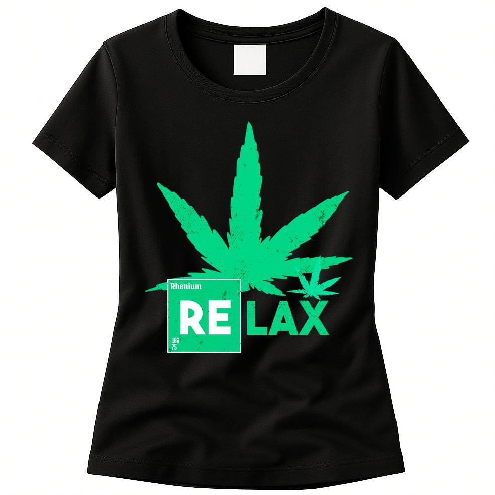 Relax Hemp Leaf Medical Marijuana Womens T-Shirt