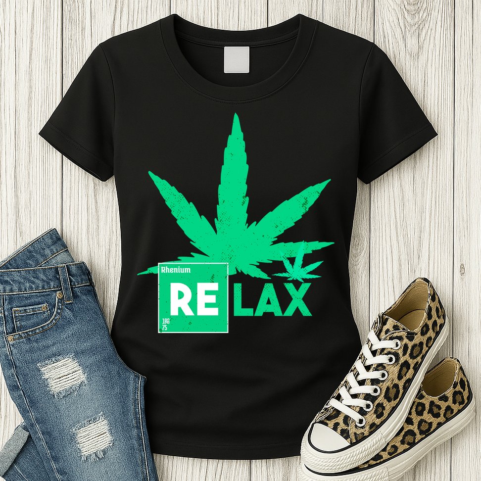 Relax Hemp Leaf Medical Marijuana Womens T-Shirt
