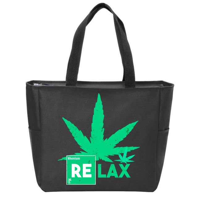 Relax Hemp Leaf Medical Marijuana Zip Tote Bag