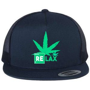 Relax Hemp Leaf Medical Marijuana Flat Bill Trucker Hat