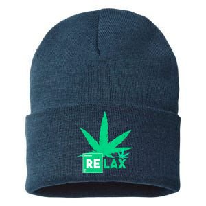 Relax Hemp Leaf Medical Marijuana Sustainable Knit Beanie