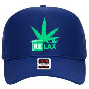 Relax Hemp Leaf Medical Marijuana High Crown Mesh Back Trucker Hat