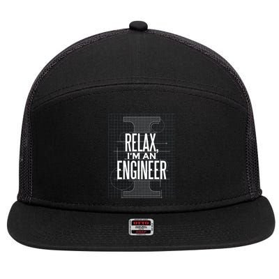 Relax I'm An Engineer 7 Panel Mesh Trucker Snapback Hat