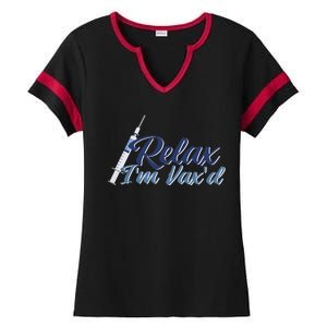 Relax I'm Vax'd Ladies Halftime Notch Neck Tee