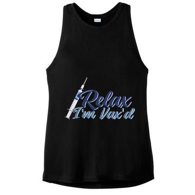 Relax I'm Vax'd Ladies PosiCharge Tri-Blend Wicking Tank