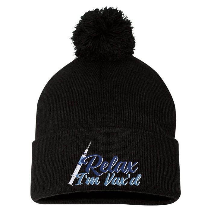 Relax I'm Vax'd Pom Pom 12in Knit Beanie