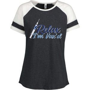 Relax I'm Vax'd Enza Ladies Jersey Colorblock Tee