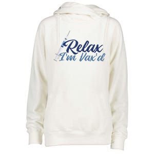 Relax I'm Vax'd Womens Funnel Neck Pullover Hood