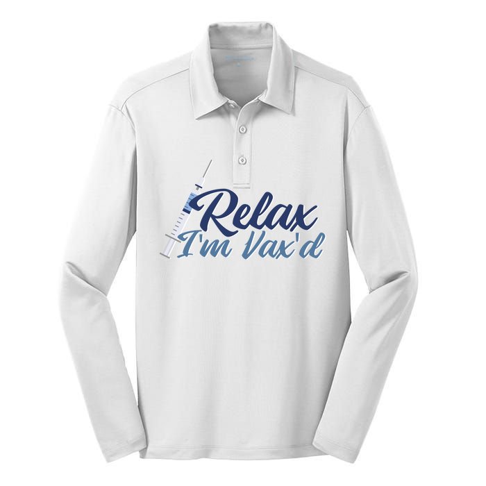 Relax I'm Vax'd Silk Touch Performance Long Sleeve Polo