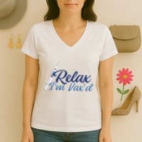 Relax I'm Vax'd Women's V-Neck T-Shirt