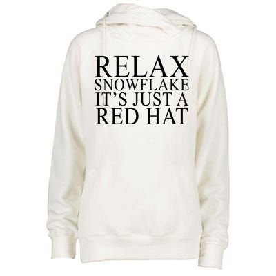 Relax It's Just A Red Hat Pro MAGA Trump 2020 Womens Funnel Neck Pullover Hood