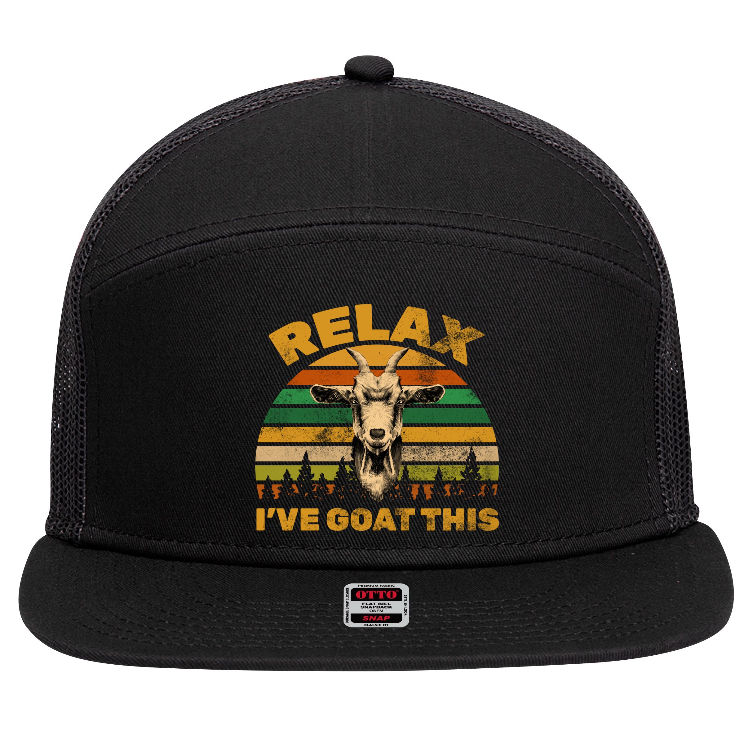 Relax I've Goat This 7 Panel Mesh Trucker Snapback Hat