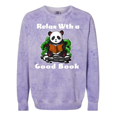 Relax With A Book Cute Panda Colorblast Crewneck Sweatshirt