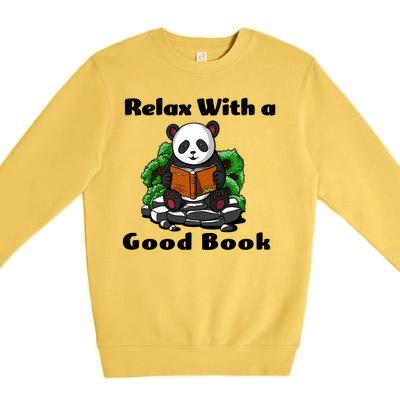 Relax With A Book Cute Panda Premium Crewneck Sweatshirt