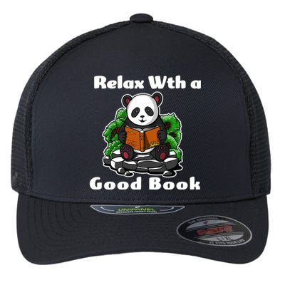 Relax With A Book Cute Panda Flexfit Unipanel Trucker Cap