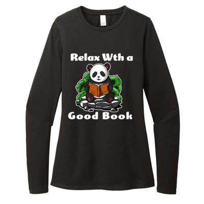 Relax With A Book Cute Panda Womens CVC Long Sleeve Shirt