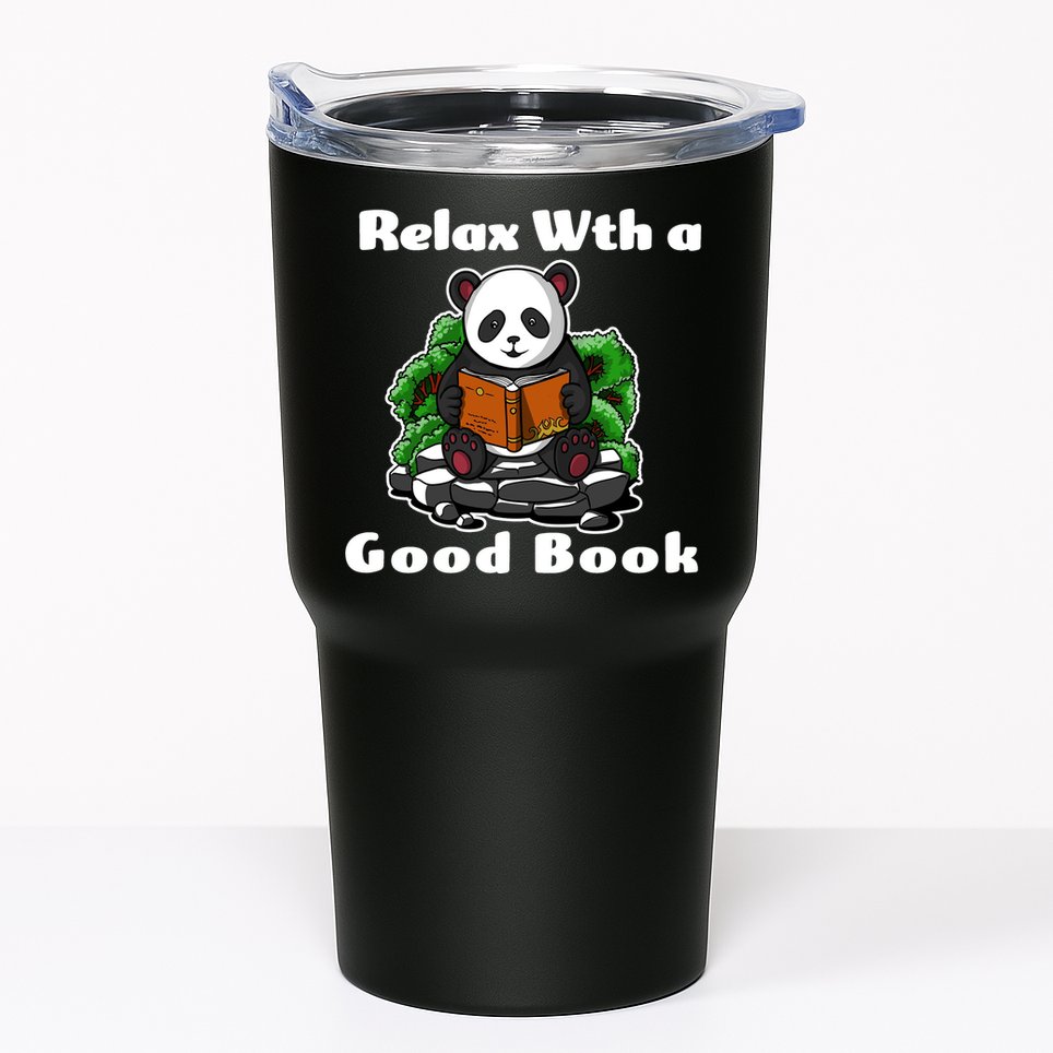 Relax With A Book Cute Panda Tumbler