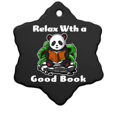 Relax With A Book Cute Panda Ceramic Star Ornament