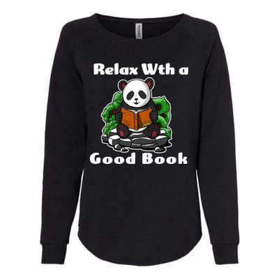 Relax With A Book Cute Panda Womens California Wash Sweatshirt